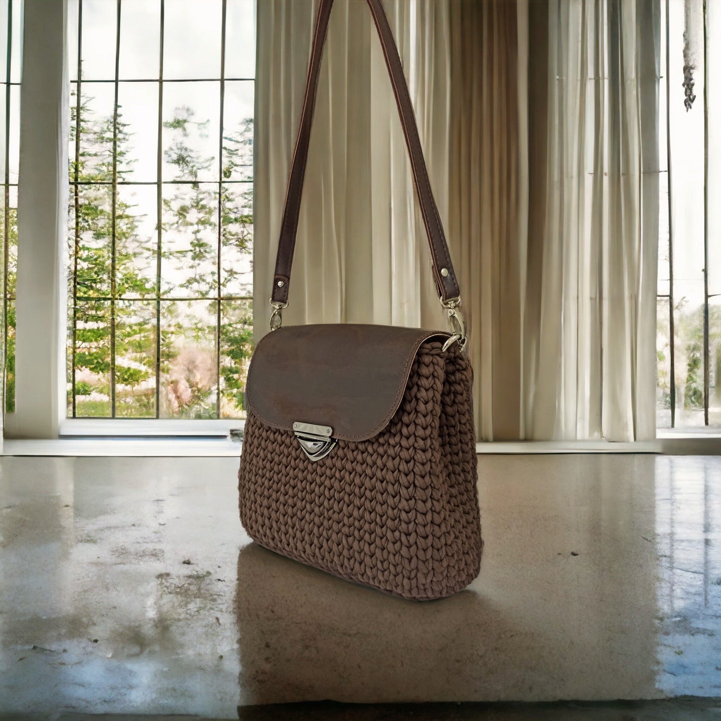 Cocoa Leather Flap Bag
