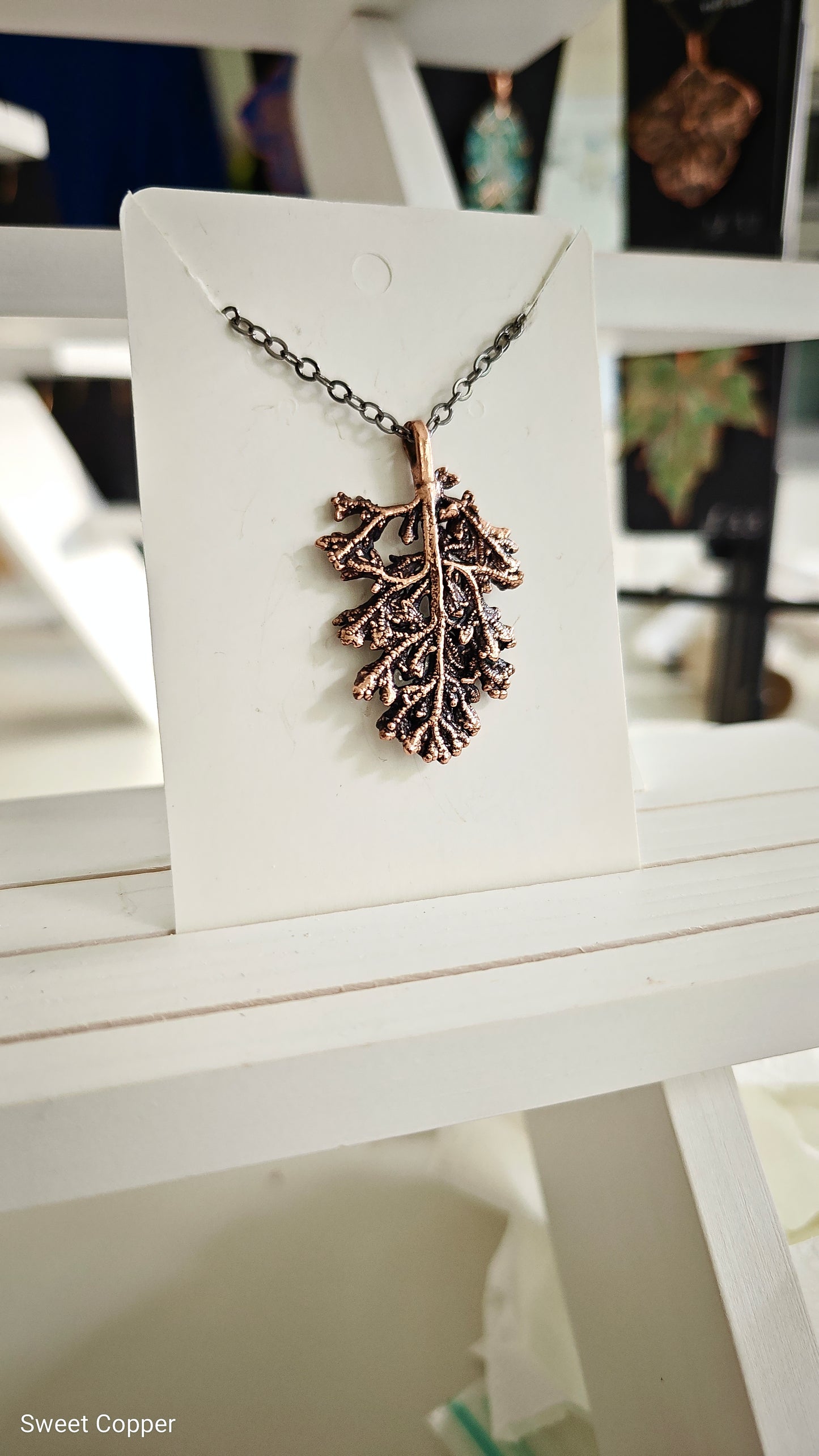 Copper Pendant “Meadow Leaf” — wild herb copper necklace