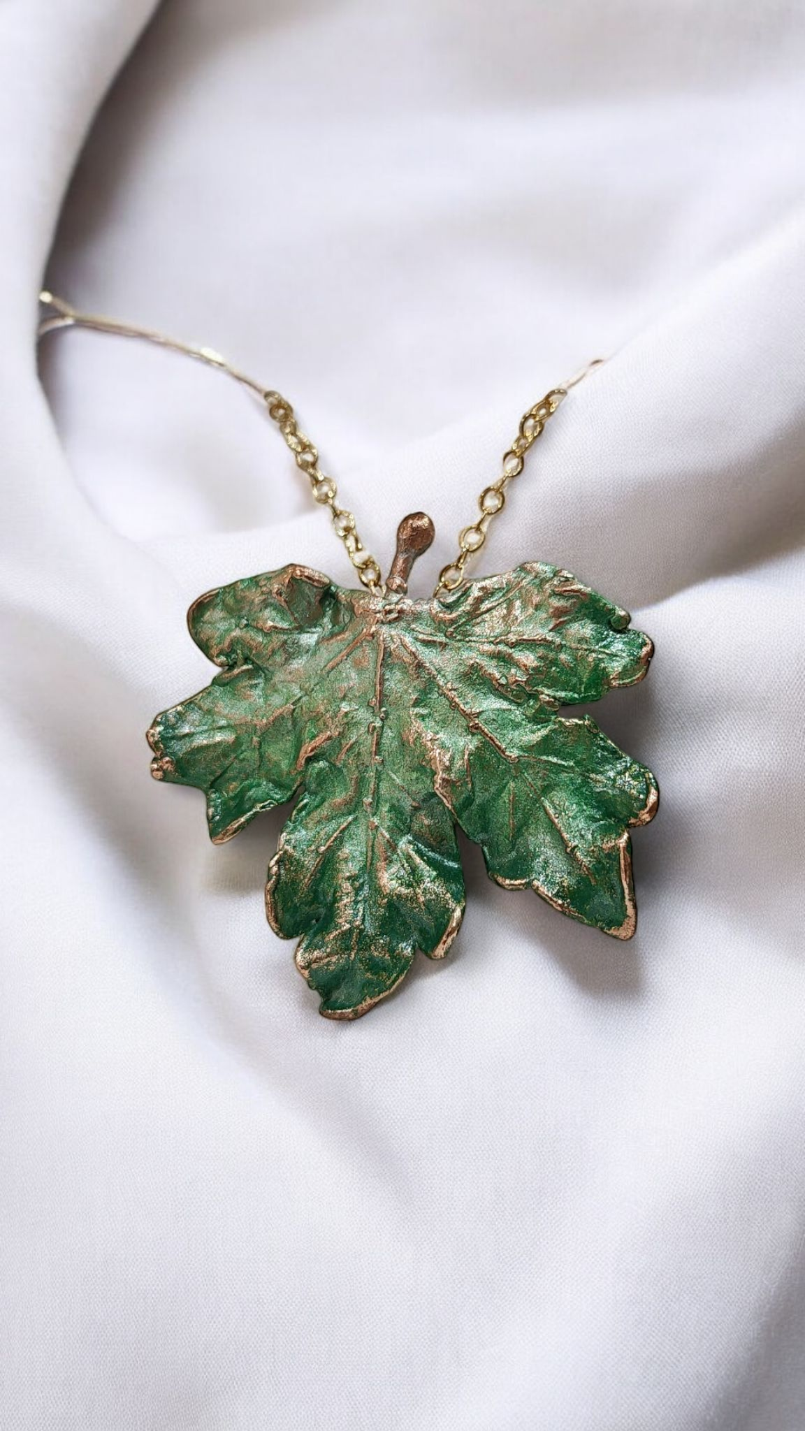 Copper Pendant & Earrings Set “Green Inspiration”