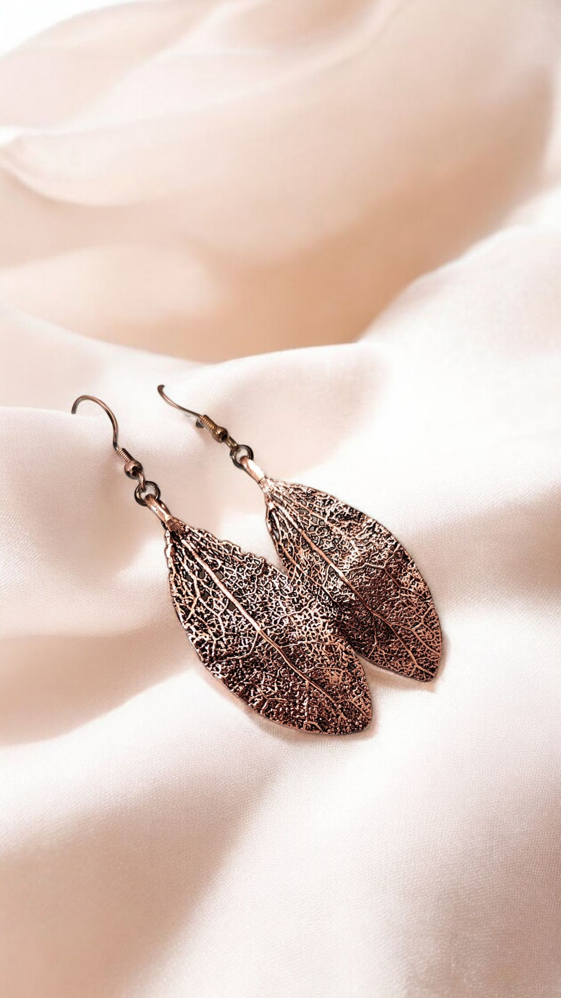 Skeleton Petal Earrings, Antique Bronze Patina