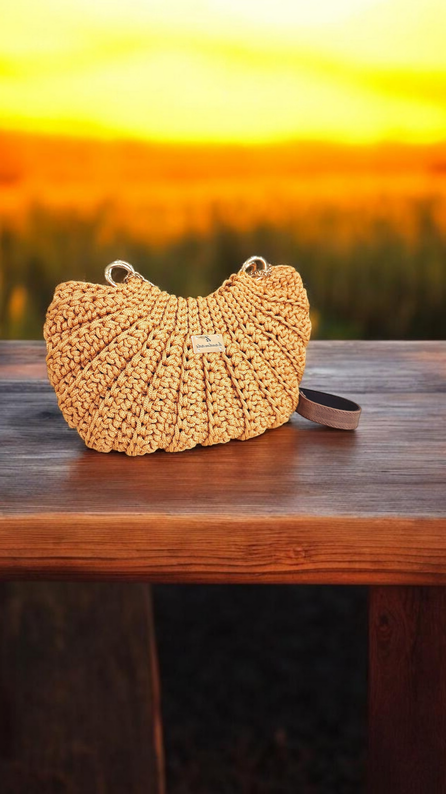 Semi-Circle Cord Bag, Mustard