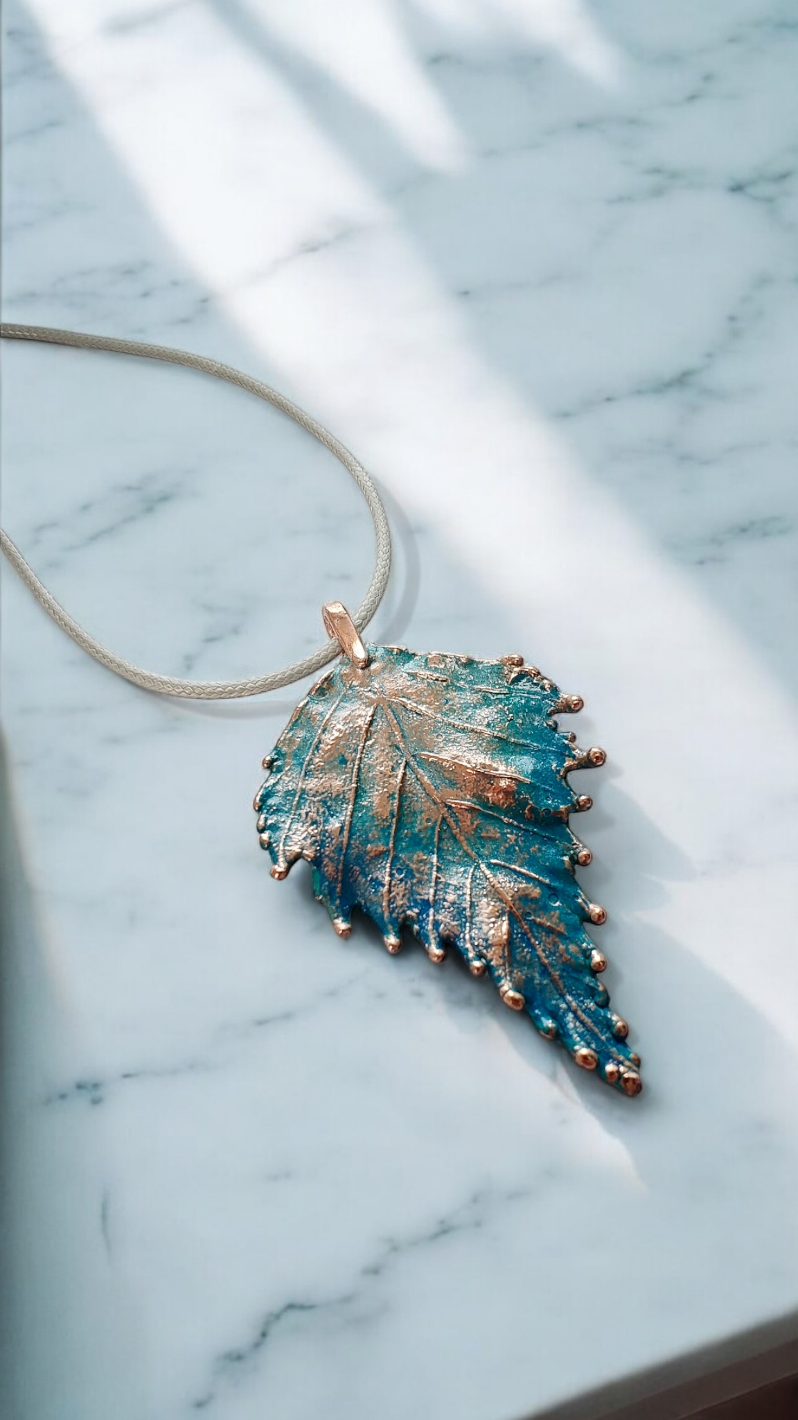 Birch Leaf Pendant with Patina | Sweet Copper