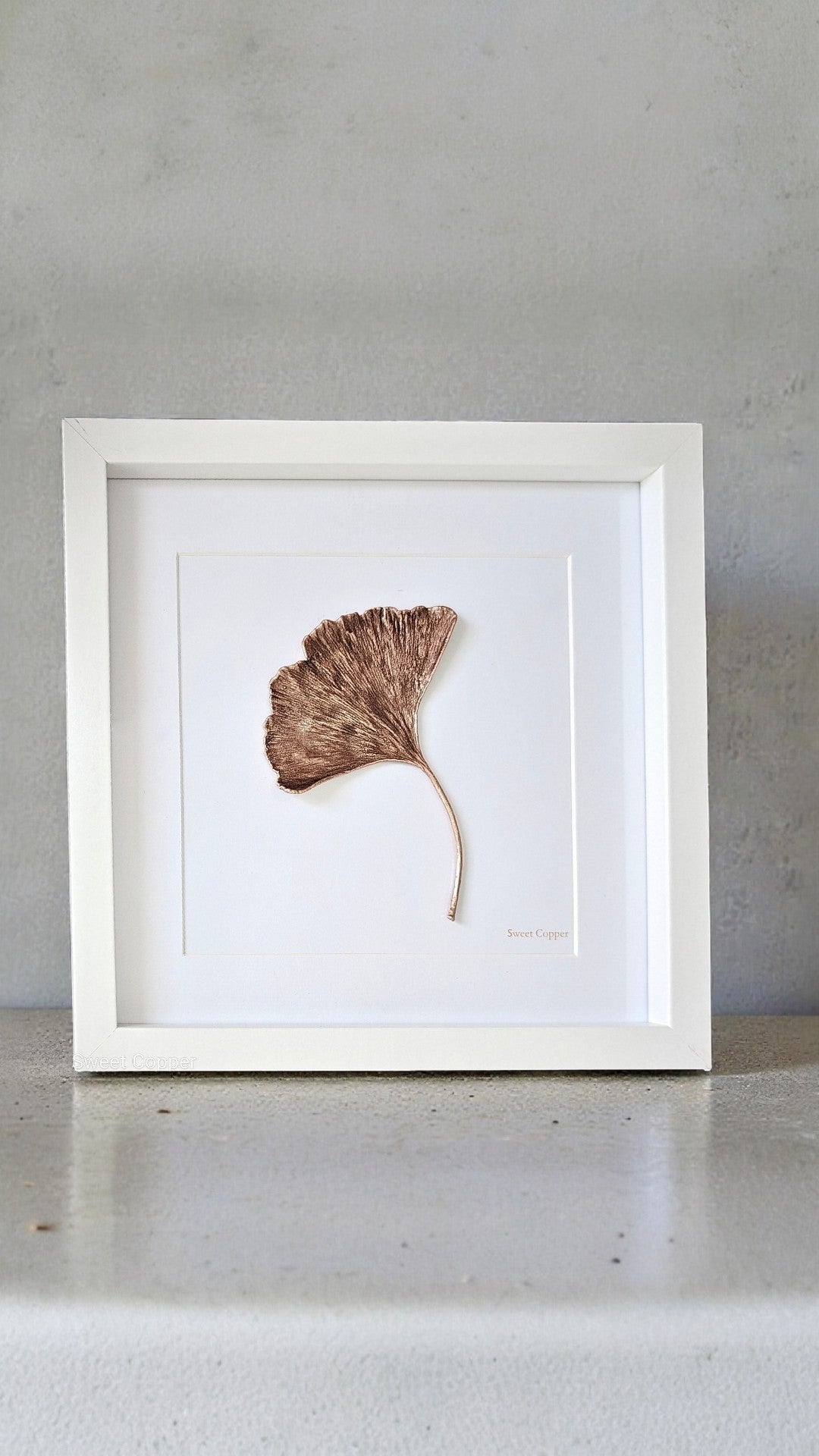 Collection of contemporary copper wall art created from real natural materials