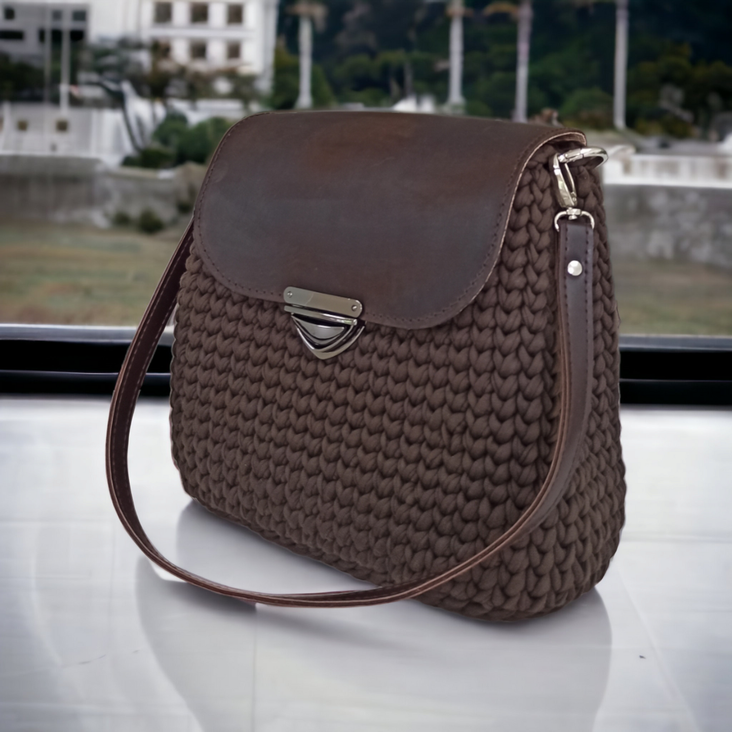 Cocoa Leather Flap Bag