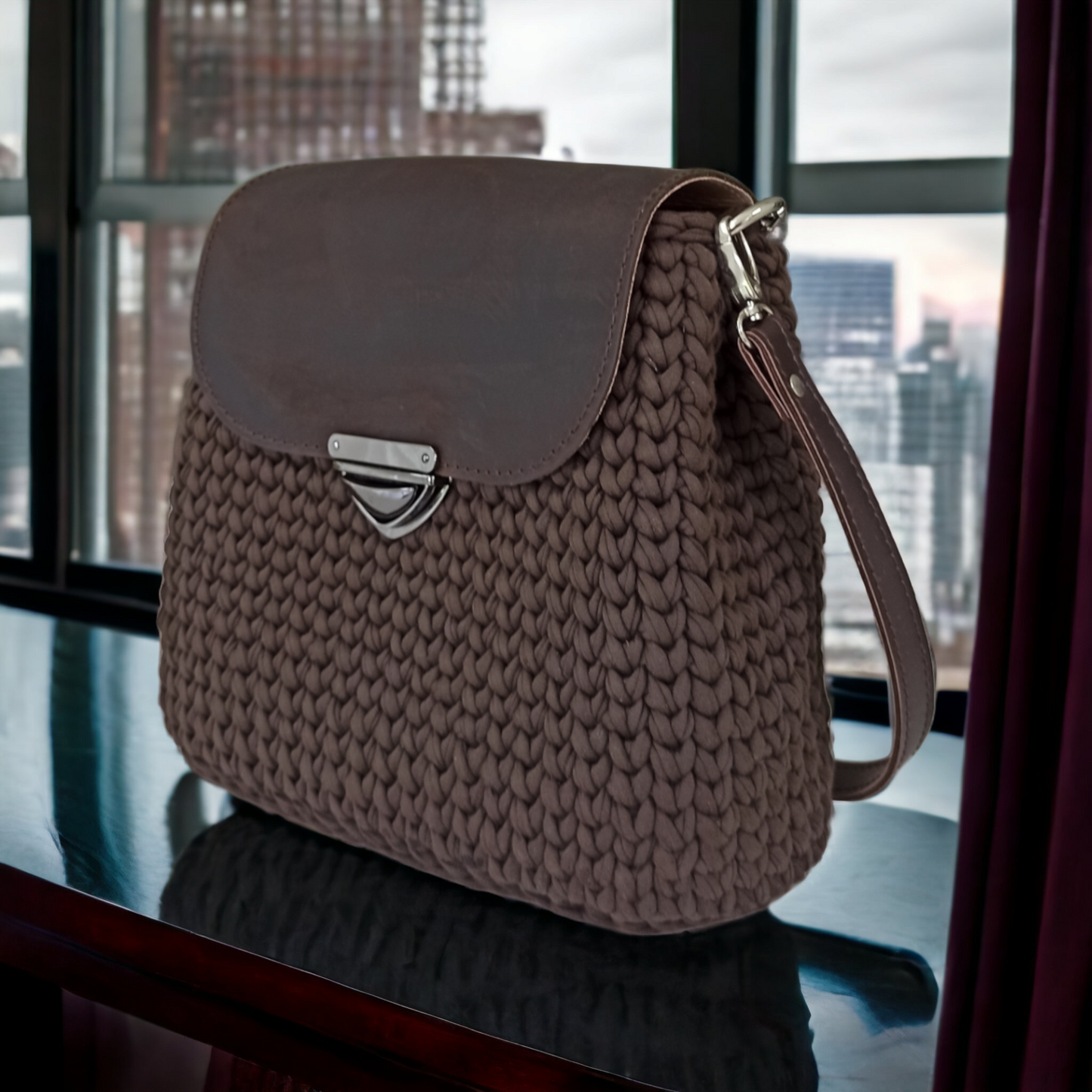 Cocoa Leather Flap Bag