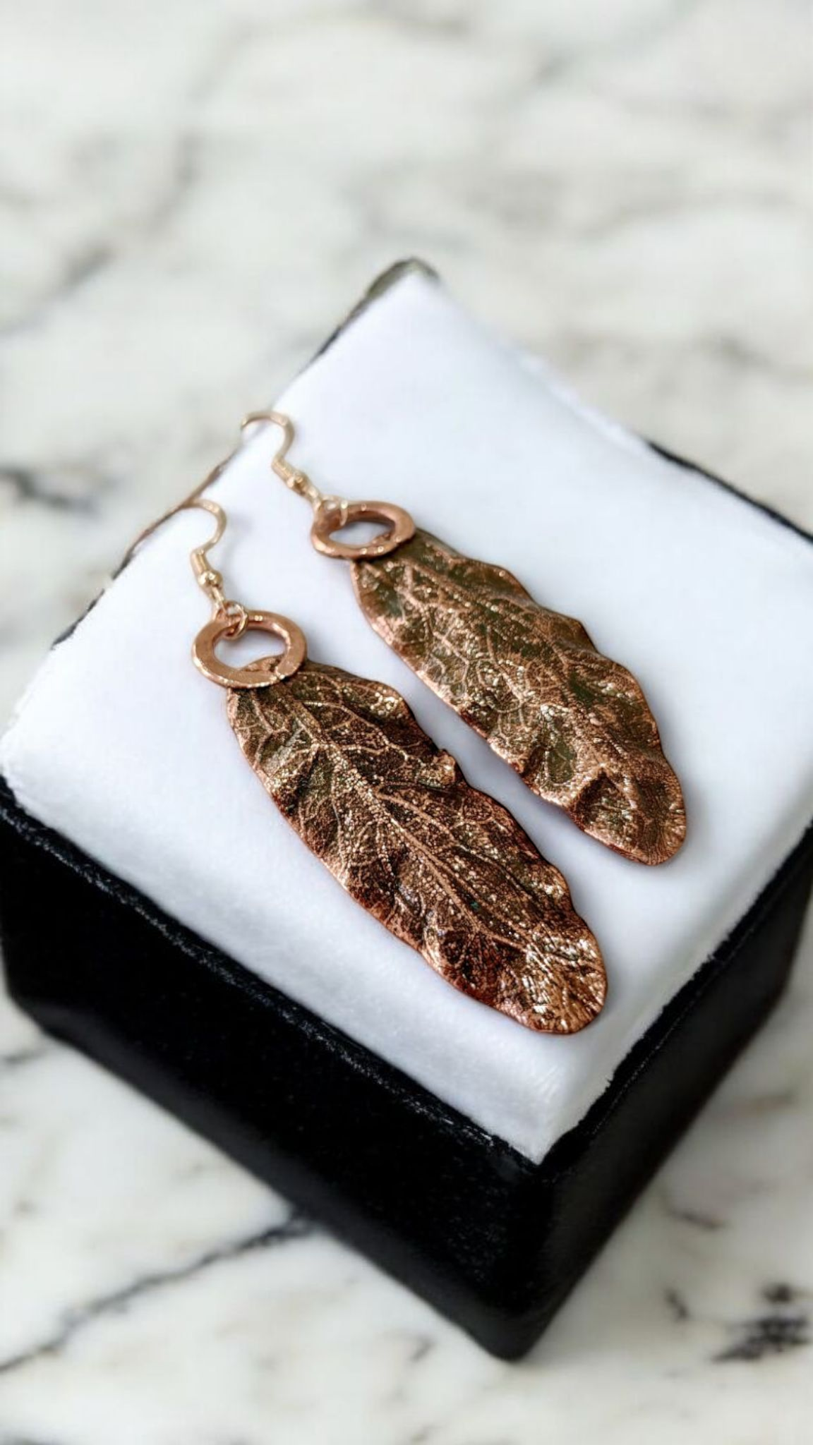 Linden Leaf Earrings, Classic Patina