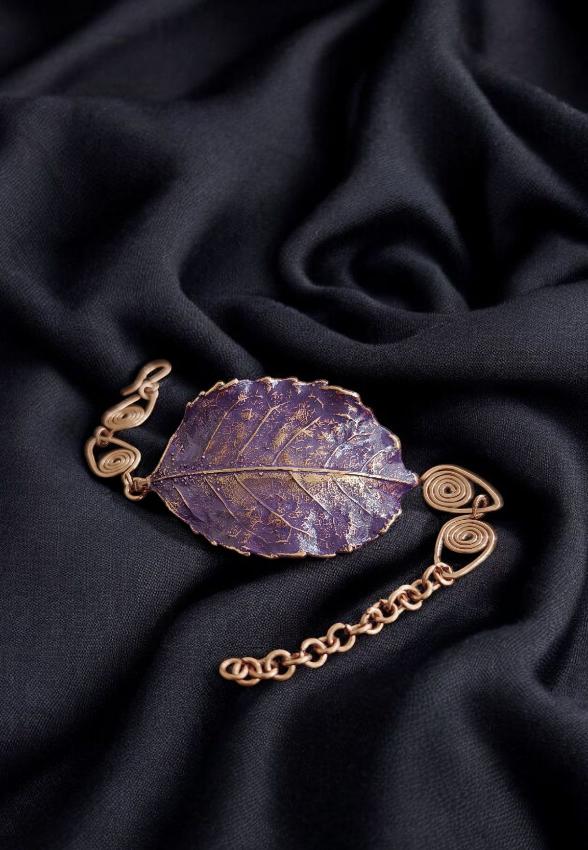 Currant Leaf Bracelet with Lavender Patina
