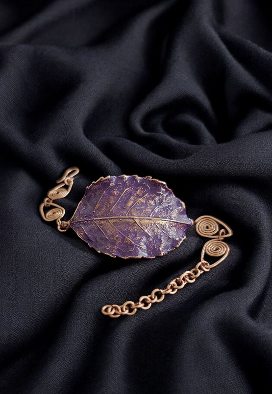 Currant Leaf Bracelet with Lavender Patina