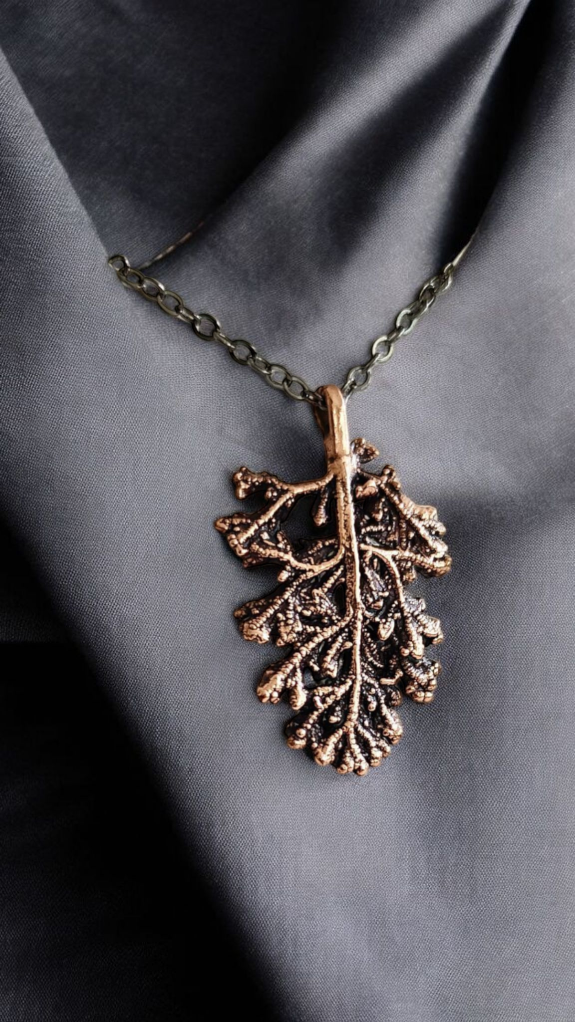 Copper Pendant “Meadow Leaf” — wild herb copper necklace