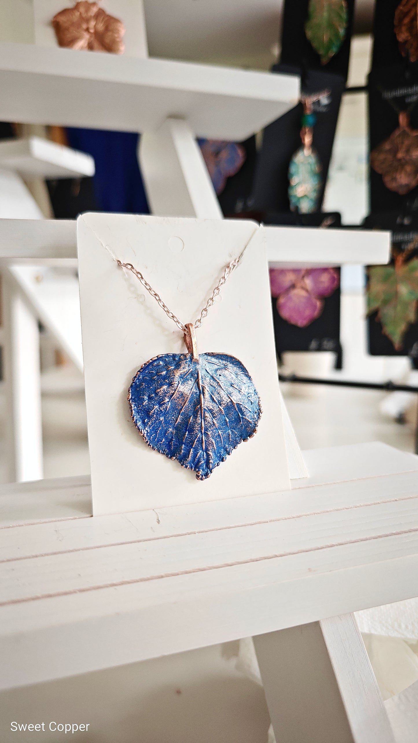 Blue Linden Leaf Pendant