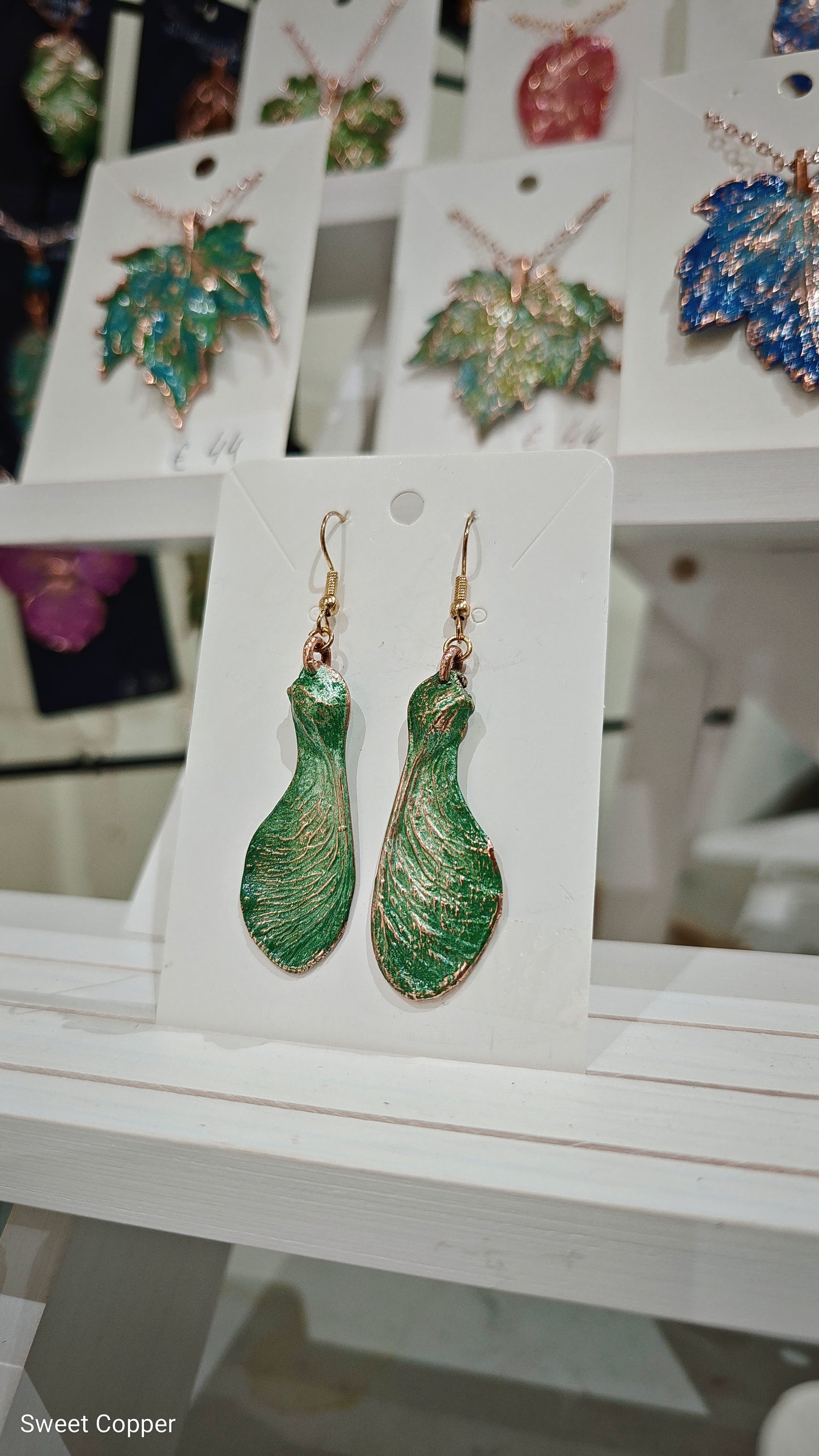 Copper Pendant & Earrings Set “Green Inspiration”
