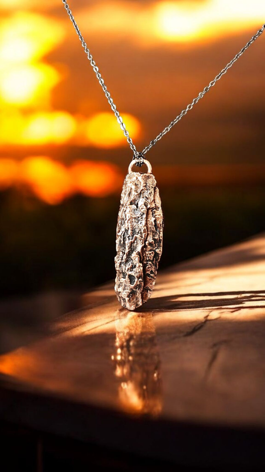 Tree Bark Pendant Necklace, Electroformed Copper