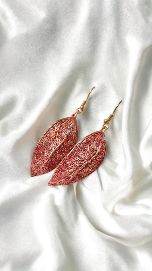 Skeletonized Physalis Petal Earrings with Lemon Howlite Bead