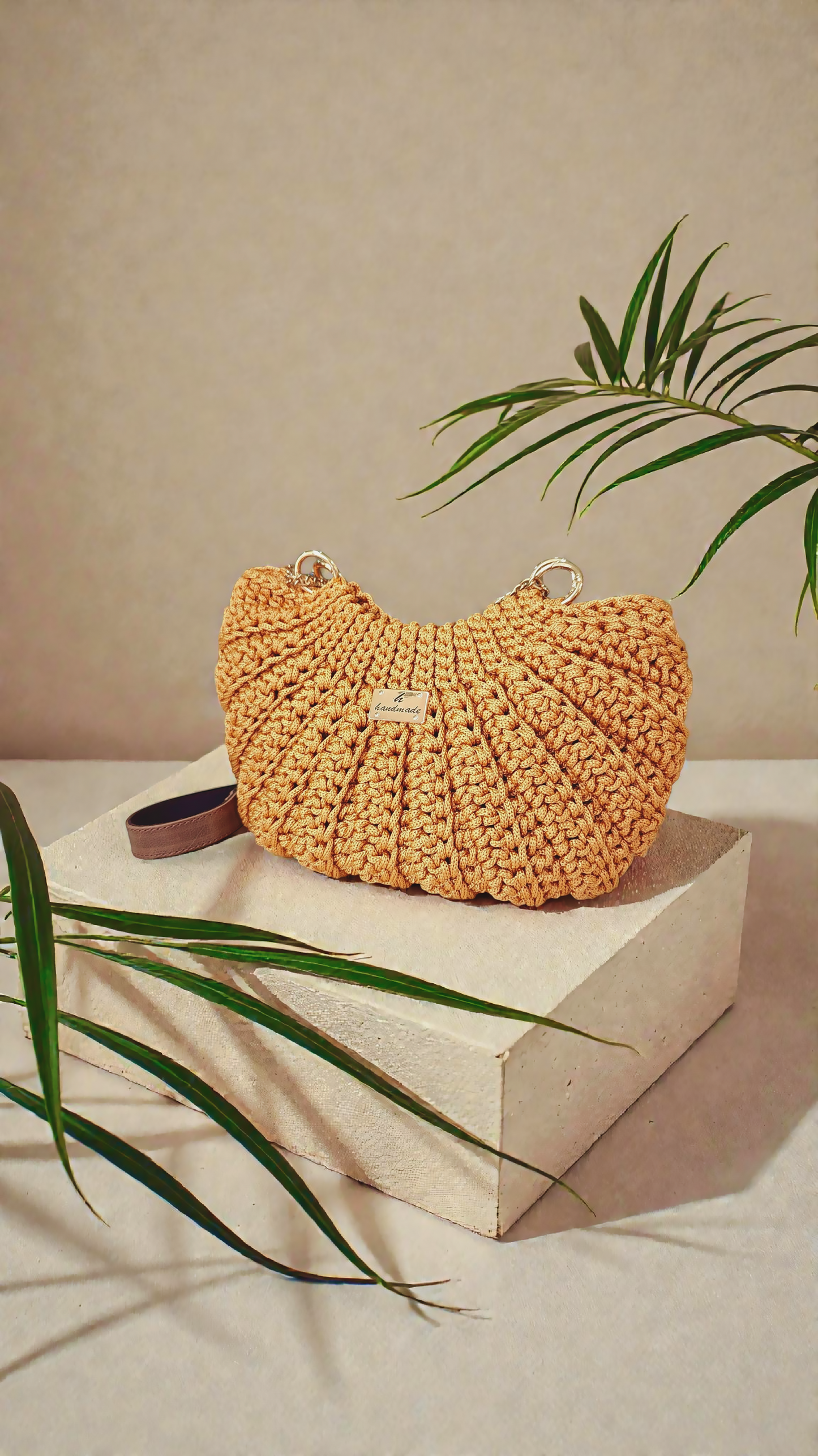 Semi-Circle Cord Bag, Mustard