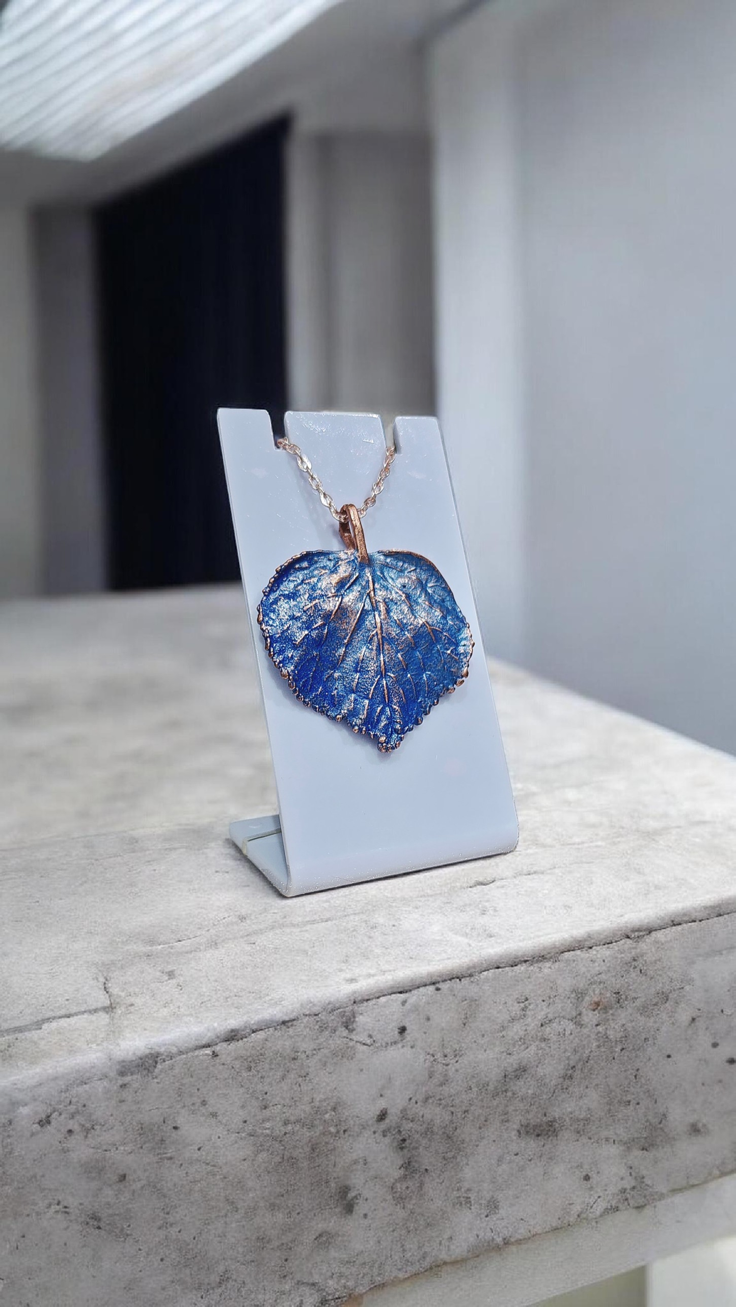 Blue Linden Leaf Pendant
