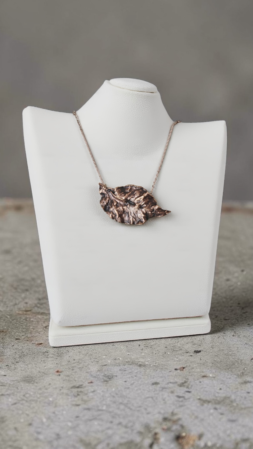 Copper Cherry Leaf Pendant - Designer Jewellery