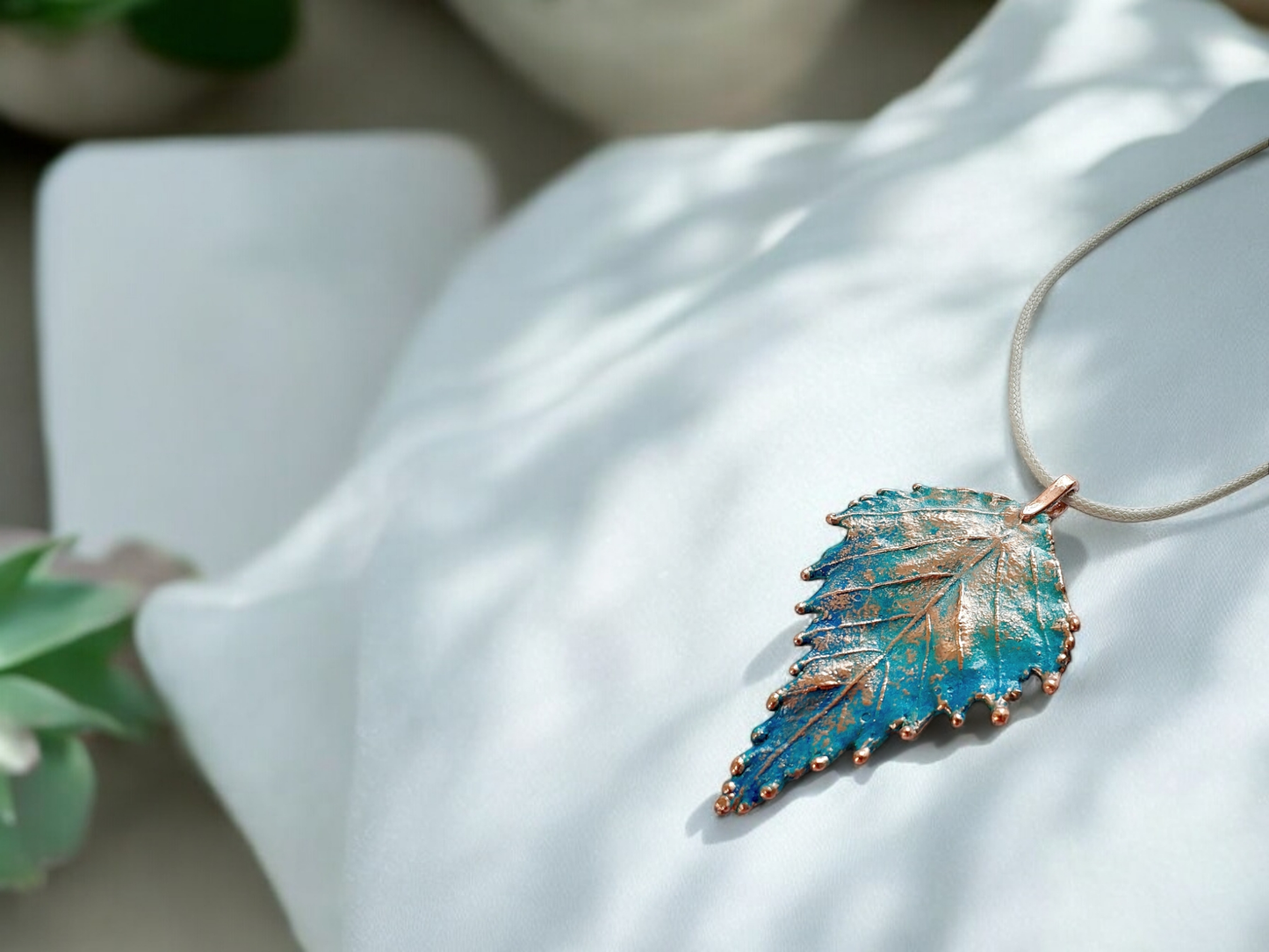 Birch Leaf Pendant with Patina | Sweet Copper