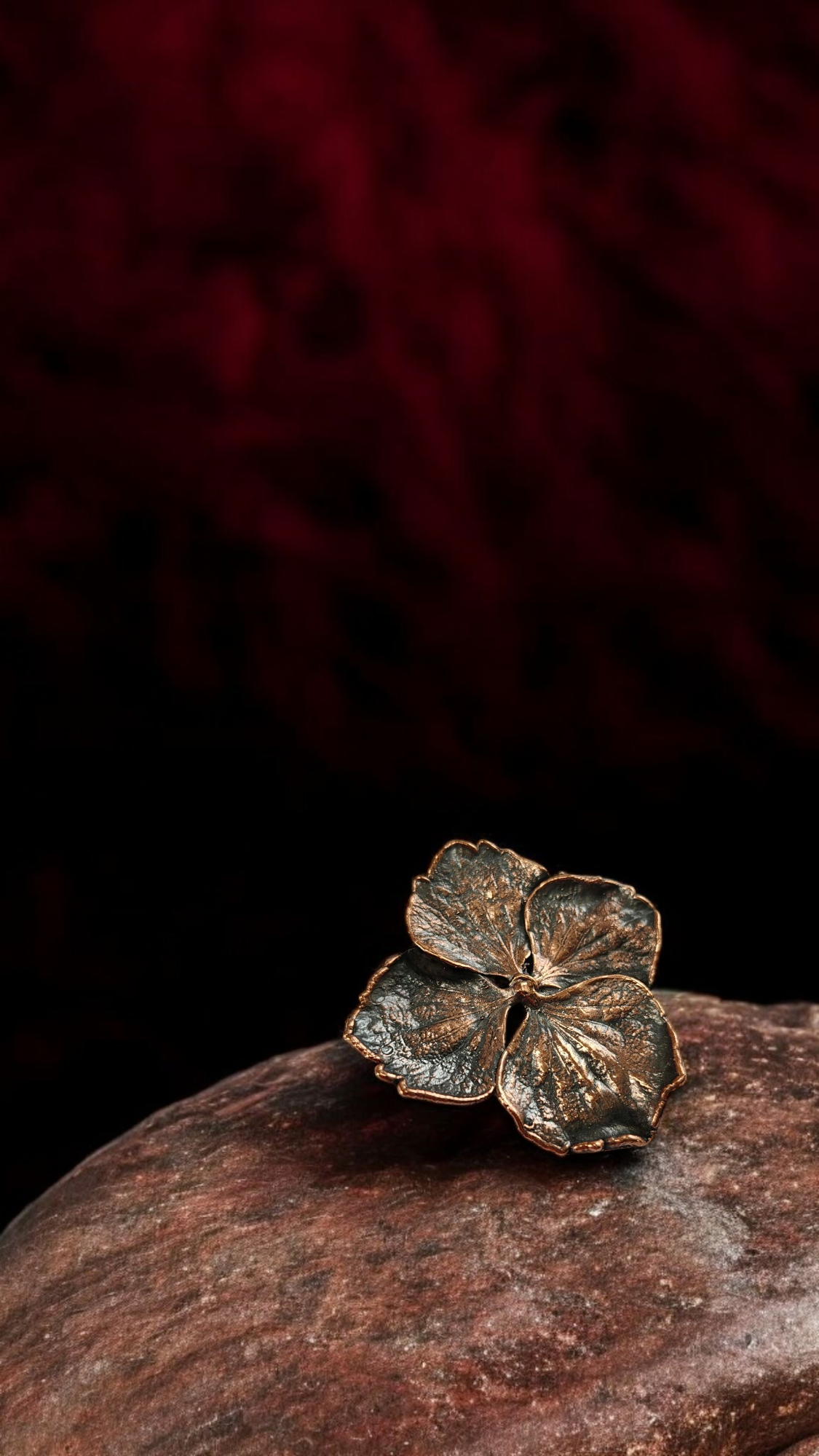 Vintage Hydrangea Flower Brooch – Handmade Copper Jewelry