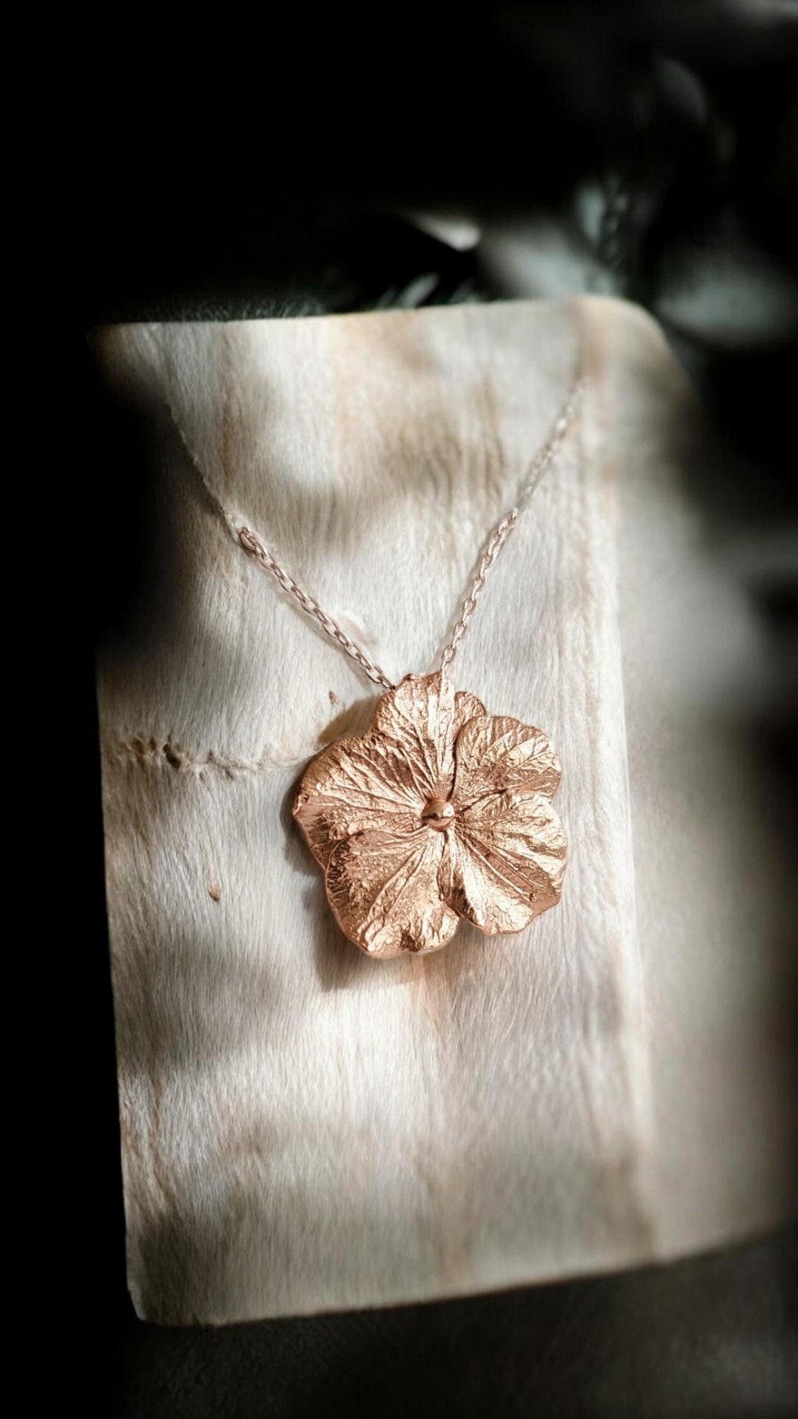 Hydrangea Flower Pendant Necklace, Pure Copper
