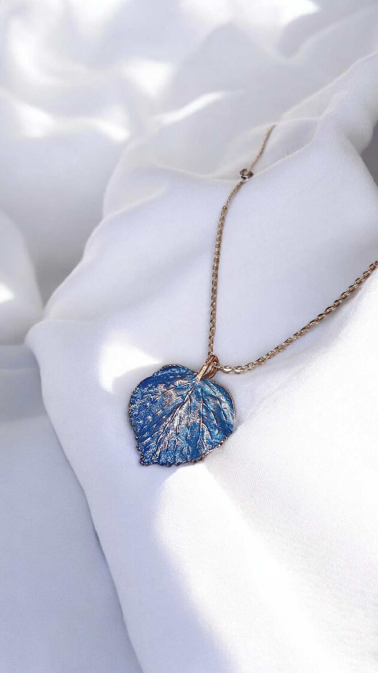 Blue Linden Leaf Pendant